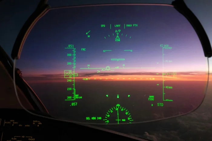 B787 Heads-up display over the Atlantic Ocean